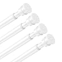 Tension Curtain Rod 26 to 48 Inch Adjustable Tension Rods 4 Pack Expandable Spring Tension Rod White No Drilling for Closet Kitchen Cupboard Wardrobe Door Bookshelf DIY Projects