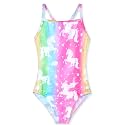 TENVDA Girl's One Piece Swimsuit Sparkle Sleeveless One-Piece Bathing Suits Swimwear for Kids 2-12 Years Old