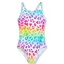 TENVDA Girl's One Piece Swimsuit Sparkle Sleeveless One-Piece Bathing Suits Swimwear for Kids 2-12 Years Old