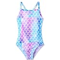 TENVDA Girl's One Piece Swimsuit Sparkle Sleeveless One-Piece Bathing Suits Swimwear for Kids 2-12 Years Old