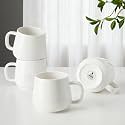 Teocera Coffee Mugs Set of 4-12oz Chip-Resistant Ceramic Cups with Ergonomic Handle | Dishwasher &amp; Microwave Safe White Mugs | Keeps Beverage Hot, Perfect for Family Kitchen &amp; Holiday Gifts