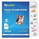 TeQuiero 50 Glossy Inkjet Sticker Photo Paper a4 Size Self Adhesive Photo Sheets for Inkjet Printer 120 GSM - 50 Sheets