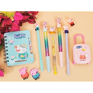 tera 13 cartoon diary for girls pack of 8 items note book with pen pencil eraser - stationary items kids travel journal birthday return gifts for girls amp boys