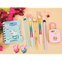 TERA 13 Cartoon Diary for Girls (Pack of 8 Items) Note Book with Pen, Pencil, Eraser - Stationary Items, Kids Travel Journal, Birthday Return Gifts for Girls & Boys