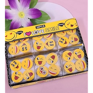tera 13 school rubber return gifts for kids 48 pcs era-ser set for girls emo-ji shape era-ser for kids stylish eraser rubber for school stationary items