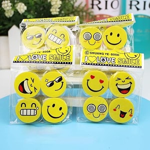 tera 13 eraser return gifts for kids 24 pcs eraser set for girls emo-ji shape for kids stylish rubber for school stationary items yellow