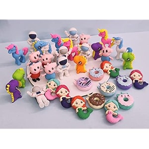 tera 13 non-toxic eraser for kids 36 pcs cartoon theme eraser set for boys amp girls colourful novelty erasers for kids perfect for birthday return gifts party favors amp school use