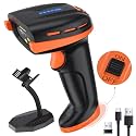 Tera Barcode Scanner Replaceable Battery Wall Mountable Stand with Power Switch Battery Level Indicator 1D 2D QR Works with Bluetooth 2.4G Wireless USB Wired Bar Code Reader D6100