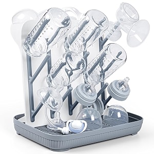 termichy bottle drying rack large vertical rack - space saving bpa-free plastic up to 15 bottles grey