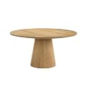 Terra 59" Transitional Round Dining Table with Pedestal Base, Natural Oak