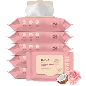 terra rose makeup remover wipes skin cleansing facial wipes for all skin types wet wipe for face moisturizing with rose freshness no perfume no harsh chemicals amp no alcohol 144 wipes pack of 6