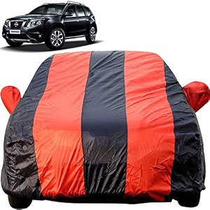 terrano dustproof car cover with mirror pockets red blue stripes taffeta polystertriple stitched compatible with nissan terrano car cover 2013 to 2017 terrano car accessories
