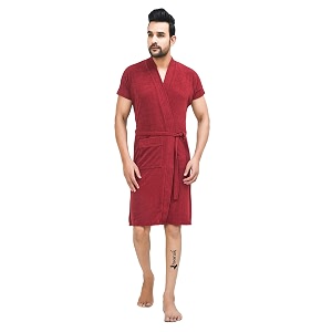 terry bathrobe for men fit upto 42 inches maroon