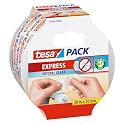 tesa Pack Express Packaging Tape - Hand Tearable Self-Adhesive Roll for Fast Packaging of Parcels and Gifts - 50 m x 50 mm - Transparent