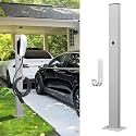 Tesla Charger Pedestal Outdoor, EV Charger Stand with Holder for for EV Charger, Tesla Pedesta for Telsa Gen 3, Tesla Mobile Connector & J1772 Wallbox Charger, Metallic Silver