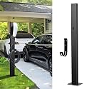Tesla Charger Pedestal Outdoor EV Charger Stand with Holder for EV Charging Station, Gunmetal Black