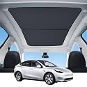 Nano Ice Crystal Sunshade Roof for Tesla Model Y 2020-2024 Accessories, [Sag-Free No-Gap Full Blackout] Black Heat Insulation Foldable Window Sunroof Shading Dual-Layer Fabric with Graphene-Enhanced
