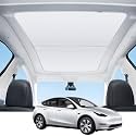 2PCS Nano Ice Crystal Sunshade Roof for Tesla Model Y 2020-2024 Accessories, [Sag-Free No-Gap Full Blackout] Gray Heat Insulation Foldable Window Sunroof Shading Dual-Layer Fabric with Storage Bag