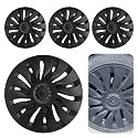 Tesla Model Y Wheel Covers 2020–2024, Full Fit Hubcaps with Left-Right Aero Symmetry, Matte Black ABS+PC, Reduced Wind Drag, Snap-On Install, Includes Tire Repair Kit (19 Inch 14-Spoke)