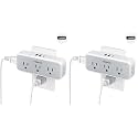 TESSAN Multi Plug Outlet Extender, USB C Wall Charger, Surge Protector,Grey (Pack of 2)