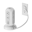 TESSAN Tower Power Strip Flat Plug with 1050J Surge Protection, 5 Ft, Grey