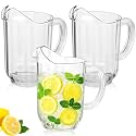 Tessco 3 Pcs Plastic Pitchers 60 Oz Clear Water Beer Jug Large,Classic