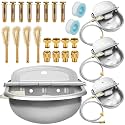 Tessco 4 Sets 4L/135oz Automatic Animal Drinking Water Trough Bowl with Float Valve Stainless Steel Waterer Kit for Dog Horse with Pipe Connector Adapter Countersunk Bolt (with Drainage Hole)