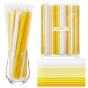 Tessco for You 100 Pcs 9.84 Inch Boba Straws 10mm Wide Yellow