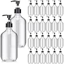 Tessco for You 24 Pcs Clear Soap Dispenser Empty Plastic Pump Bottles Refillable Shampoo Container for Hand Sanitizer Soap Lotion Body Wash Conditioner Bathroom Kitchen Travel, 16.9oz