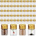 Tessco for you 300 Pcs 5 ml Mini Glass Bottles with Aluminum Cap, Gold