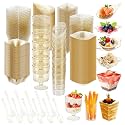 Tessco for you 400 Pcs Mini Appetizer Plates Dessert Cups, Gold