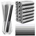 Tessco for You 600 Pcs 9.84 Inch Boba Straws 10mm Wide Black, White, Grey