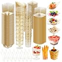 Tessco for you 800 Pcs Mini Appetizer Plates Dessert Cups, Gold