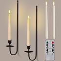 Tessco for you 2 Set Metal Wall Candle Sconces with 9.6" LED Candles,Black