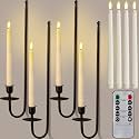 Tessco for you 4 Set Metal Wall Candle Sconces with 9.6" LED Candles,Black