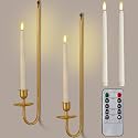 Tessco for you 2 Set Metal Wall Candle Sconces with 9.6" LED Candles,Gold