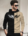 TESSERACT Printed Men Hooded Neck Black Beige