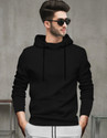 TESSERACT Solid Men Hooded Neck Black T-Shirt