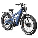 TESWAY X9 Dual Motor Ebike, 26" Fat Tire Full Suspension AWD Electric Bike for Adults, 4000W 40MPH 240NM, 48V 30Ah 120 Miles Long Rang (X9+Rear Rack+Fender+Light, Blue)