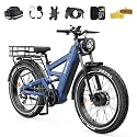 TESWAY X9 Ultra Dual Motor Ebike, 60V 30Ah 200KM/120 Miles Long Range, 4000W 43MPH 240NM, 26" Fat Tire Full Suspension AWD Electric Bike for Adults