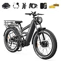 TESWAY X9 Ultra Dual Motor Ebike, 60V 30Ah 200KM/120 Miles Long Range, 4000W 43MPH 240NM, 26" Fat Tire Full Suspension AWD Electric Bike for Adults