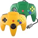 Tevodo N64 Controller, Upgraded Joystick Classic Wired Controller Compatible with N64 Console(Yellow and Green)