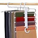 TEX-RO (Pack of 1 Count) 5 in 1 Stainless Steel Foldable Hangers for Clothes Hanging Multi-Layer Multi-Purpose Pant Hangers for Wardrobe Magic Foldable Hanger Multipurpose Hanger Organizer
