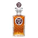 Texas A&amp;M Heritage Decanter with 3D Stopper | 25 OZ Liquor Pourer | Expertly Crafted Pewter Glass