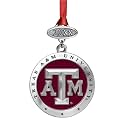 Texas A&amp;M University Class of 2025 Ornament | Graduation Gift | Hand-Sculpted Christmas Tree Ornament | Intricately Crafted Metal Pewter Alma Mater Inlay by Heritage Pewter