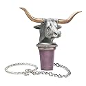 Texas Longhorn Bottle Stopper with Brass Horns | Bottle Topper for Wine, Liquor | Expertly Crafted Pewter Reusable Wine Cork