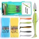 Texas Rig Kit 10 PCs 3/16 1/4 3/8oz with Paddle Tail Swimbaits and Reusable Bait Rig Keeper Case, Quick-Fishing Bass Fishing Lures Kit