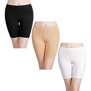 textree women39s cotton mid waist  cycling shorts  boy shorts panties under dress  yoga shorts  workout shorts  gym shorts pack of 3