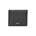 Textured black leather bi-fold wallet