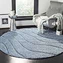 Textured Wave Round Shaggy Carpet for Living
